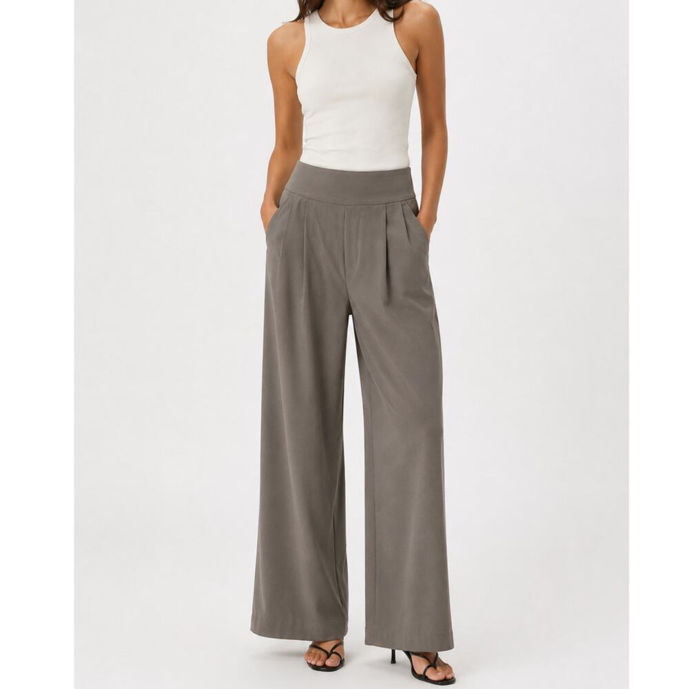 Aritzia Wilfred High Rise Wide Leg Trouser Pants Taupe Size 6